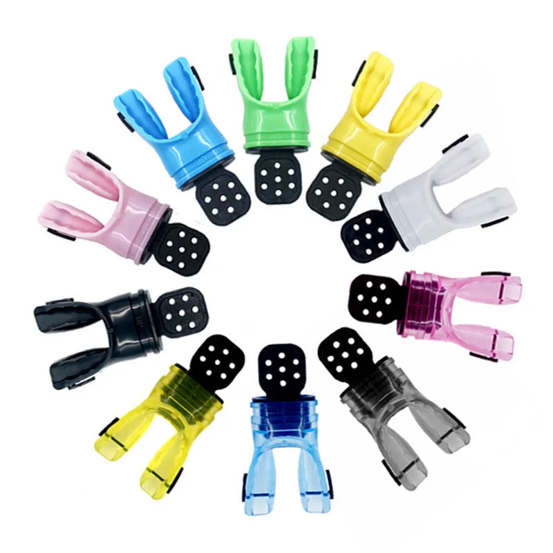 Edible silicone diving mouthpiece measuring 110mm long in various colour options