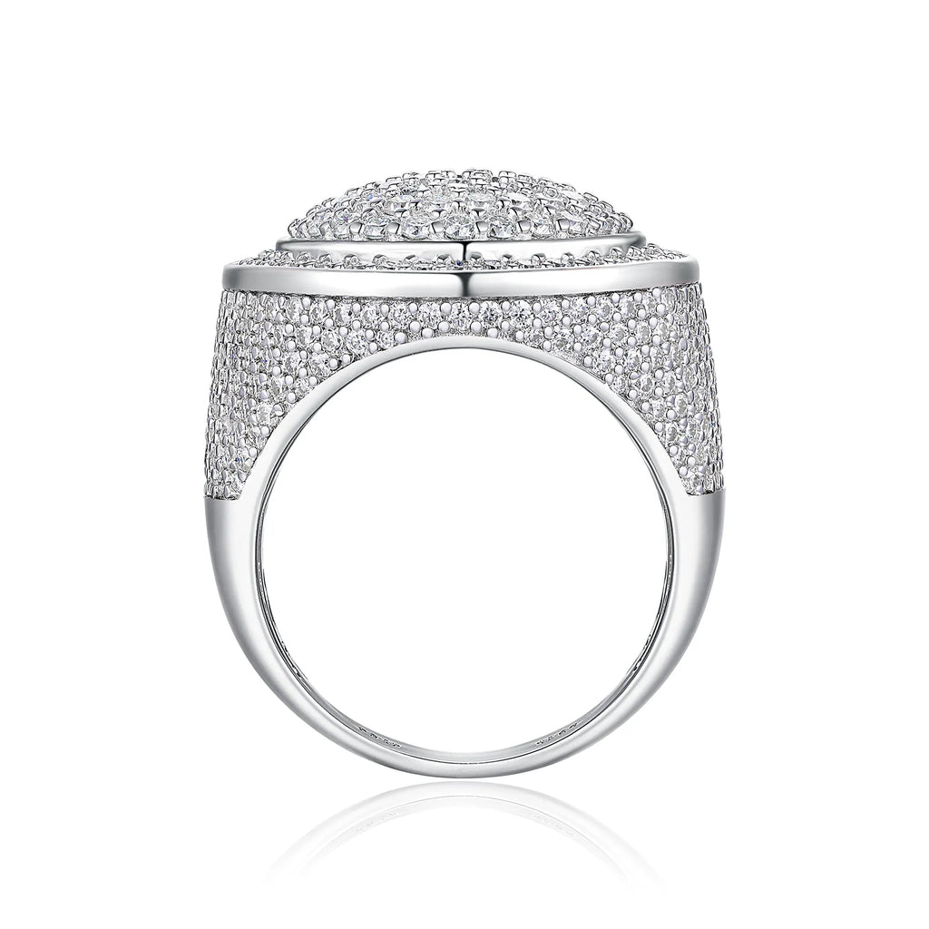 The King Of Hip-hop men's ring set with moissanite stone S925 silver platinum plating gift box