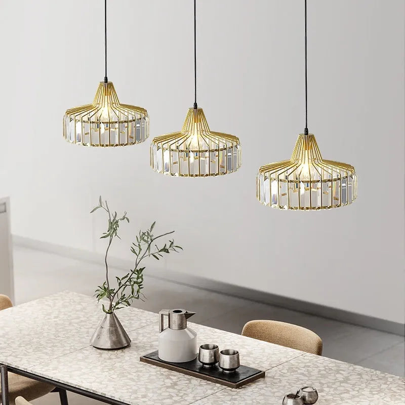 Crystal sun lamp chandelier with LED full spectrum lighting in black or gold finish