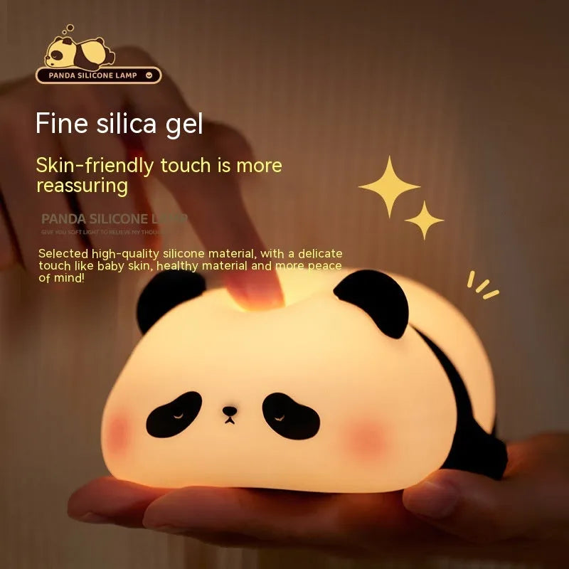 Panda-shaped night light with rechargeable battery and clap control for children's bedrooms