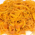 500g bulk pack of assorted bright yellow rubber bands in multiple sizes on a white background.