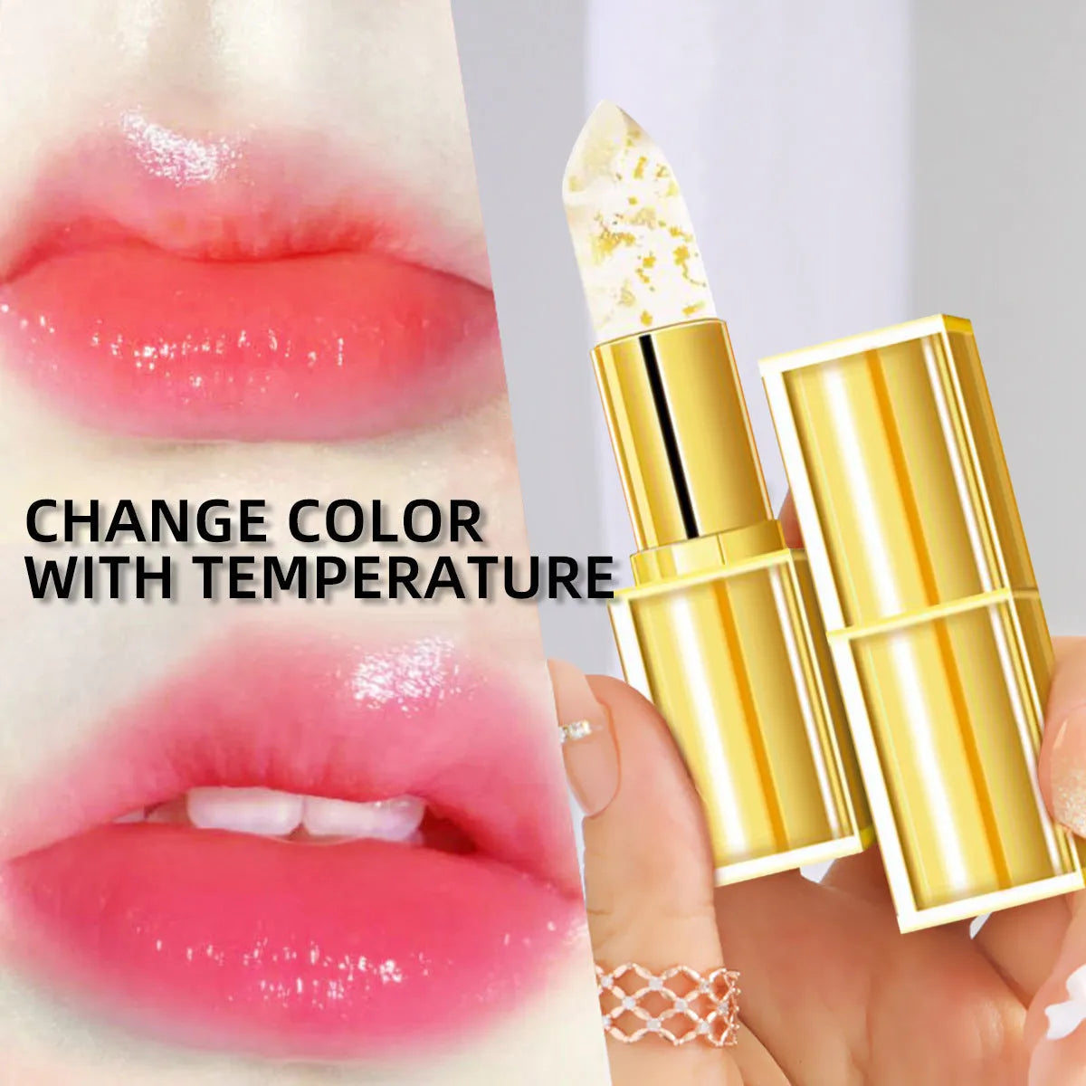 A bullet of Anti-smudge Gilding Warm Colour-Changing Lipstick in a 3.5g size.