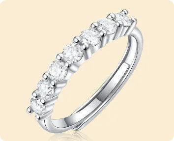 S925 silver adjustable open mouth moissanite ring for women, geometric quadrilateral shape, US sizes 5-9