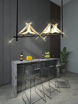 Modern adjustable height ceiling lamp with aluminum alloy body and iron chandelier frame