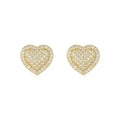 Gold-coloured heart-shaped moissanite stud earrings on S925 silver posts