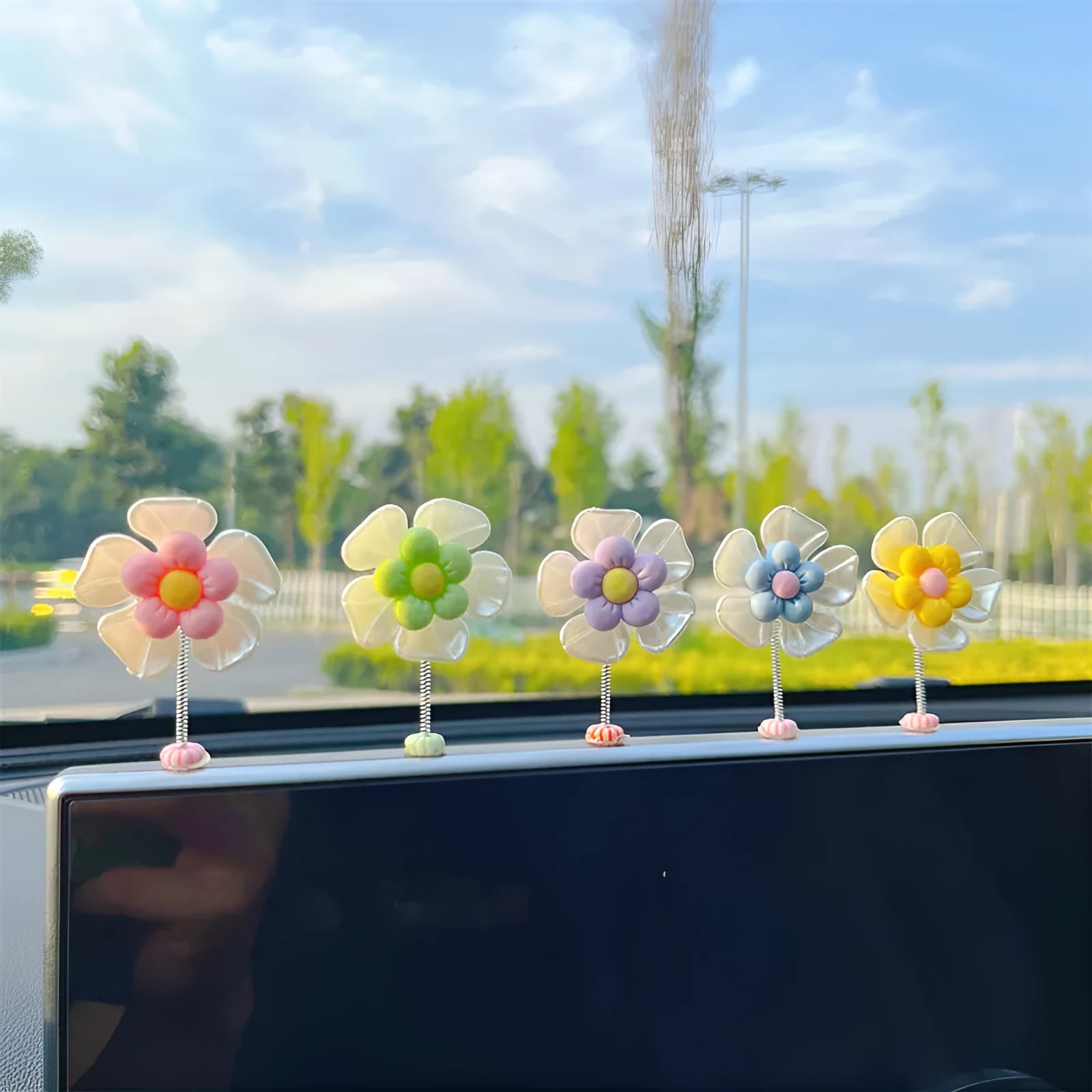 Plastic car swing decoration in blue colour hanging from rearview mirror