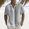 Men's printed polyester casual shirt in loose cardigan style showing multicolour pattern
