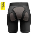 X-ray diffraction skiing protective gear set showing slim hip pads and multiple-protection knee pads.