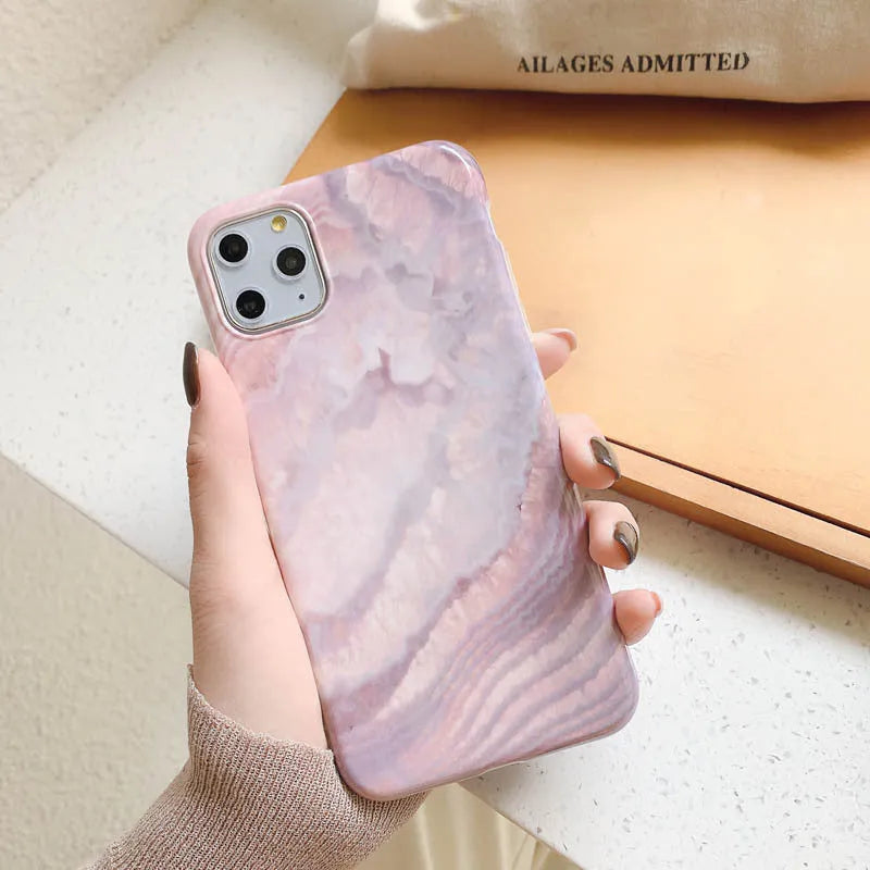 Purple marbled TPU soft shell back cover for iPhone 11