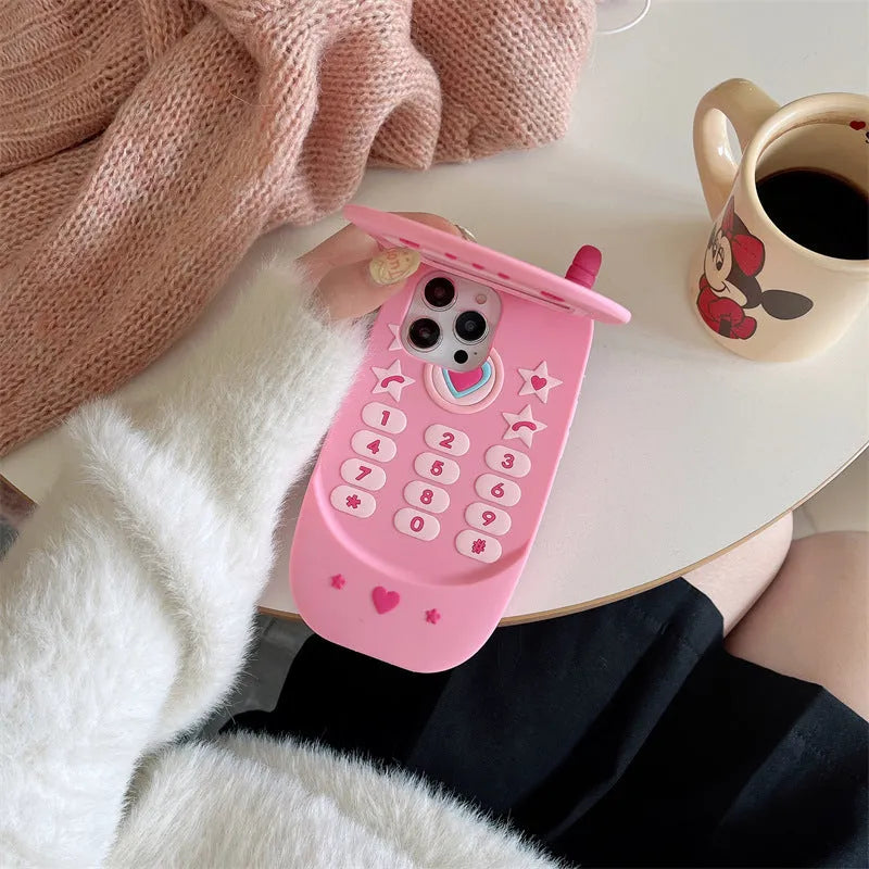 Light pink silicone iPhone case with flip cover mirror for iPhone protection