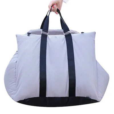 Pet car carrier in light grey with waterproof fabric and PP cotton cushion, 60x50x55cm