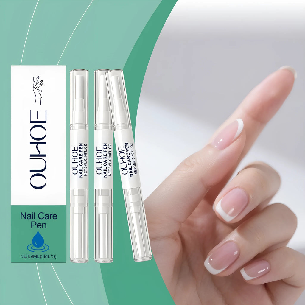Nail care pen set with three 3ml pens featuring panthenol and allantoin formula