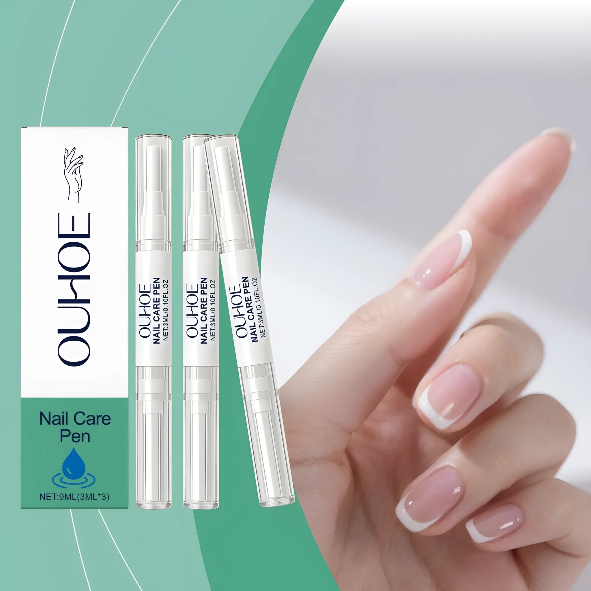 Nail care pen set with three 3ml pens featuring panthenol and allantoin formula