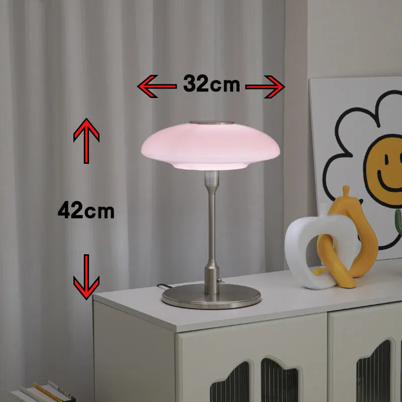 Korean vintage style bedside table lamp with metal holder in golden orange colour