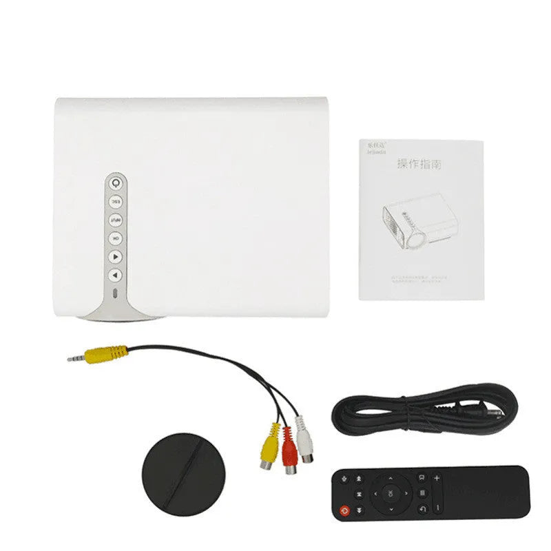 YG530 mini mobile phone projector in black or white colour with wireless same-screen function.