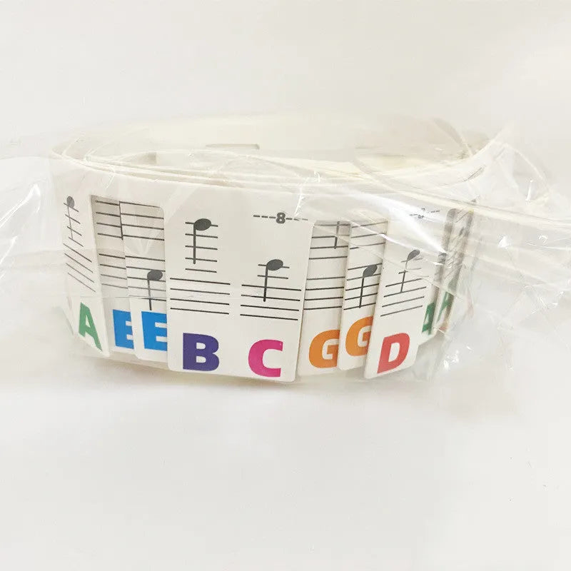White cardboard piano note bar stickers for 88-key keyboard with colour and black note sets