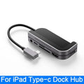 Silver aluminium grey USB-C docking station for iPad Pro with HDMI port and card reader