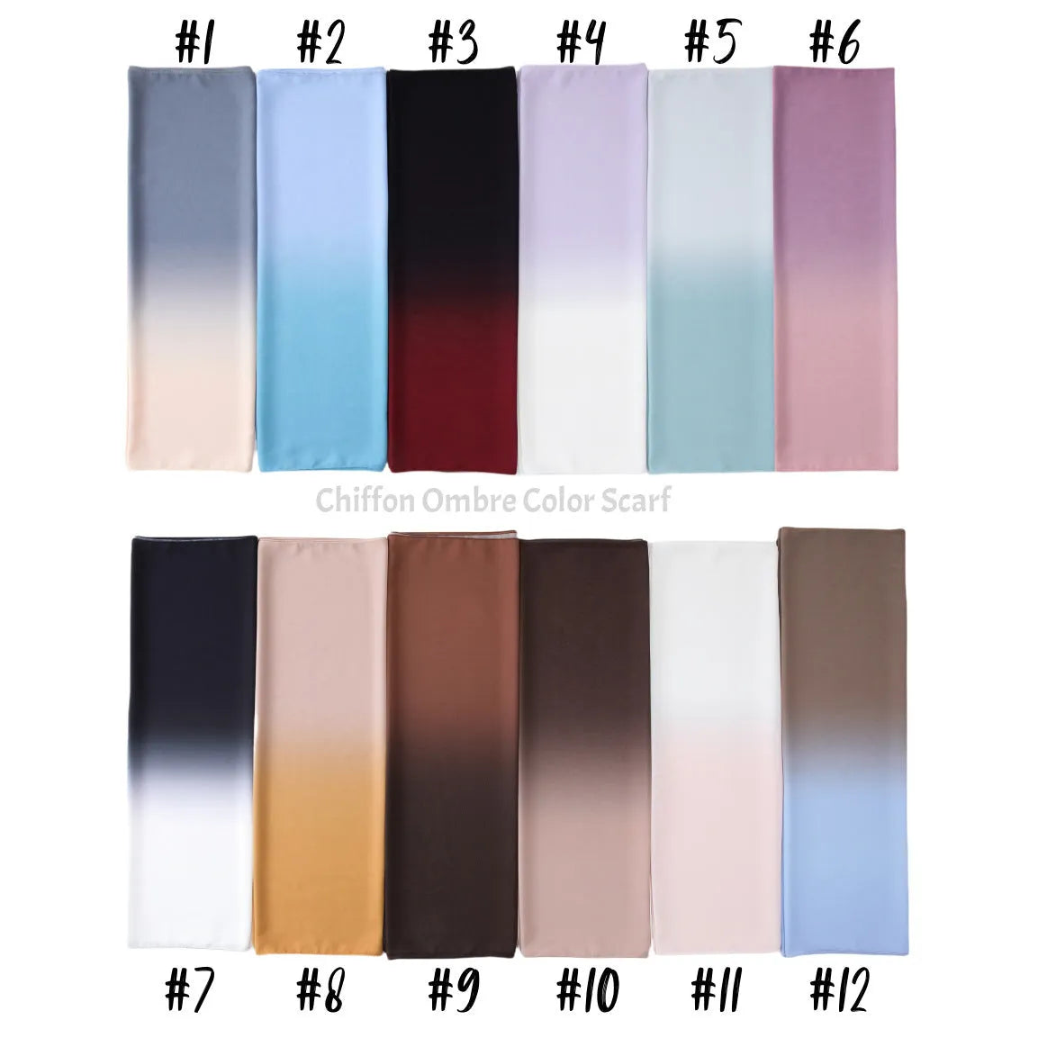 Long chiffon scarf draped showing lightweight fabric and solid colour option