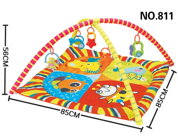 Velvet fabric baby crawling carpet play mat with small animal or big animal design, for grasping training.