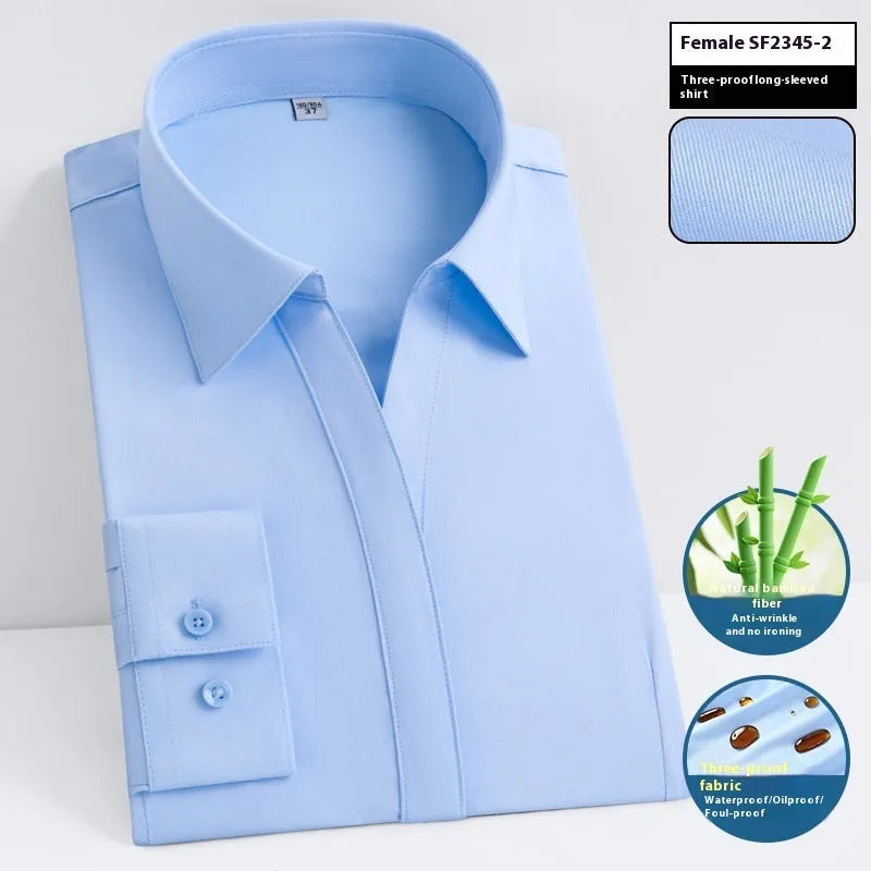 Men's waterproof bamboo fibre business shirt in slim fit cardigan style with square collar