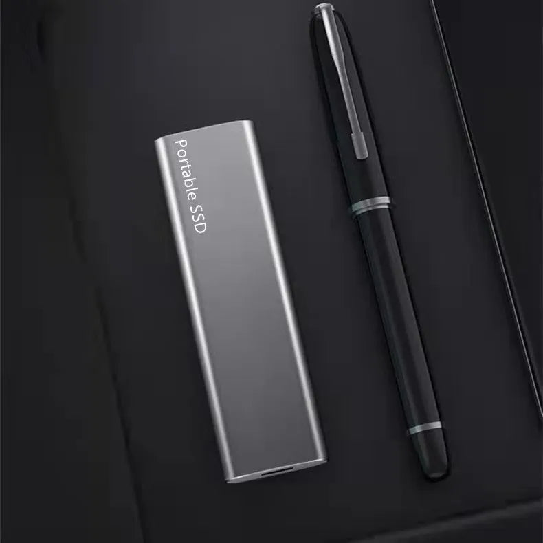 Ultra-thin metal shell mobile SSD portable hard drive showing four colour interface options