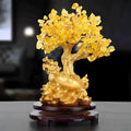 Citrine coloured small water turtle money tree resin ornament in Chinese style, 23cm high.