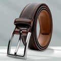 Men's leather belt with alloy buckle in 95 grain brown colour
