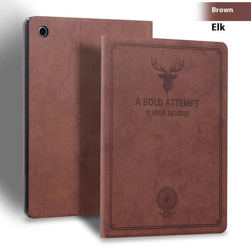 iPad leather protective case in clamshell design with TPU material showing Black Elk colour option