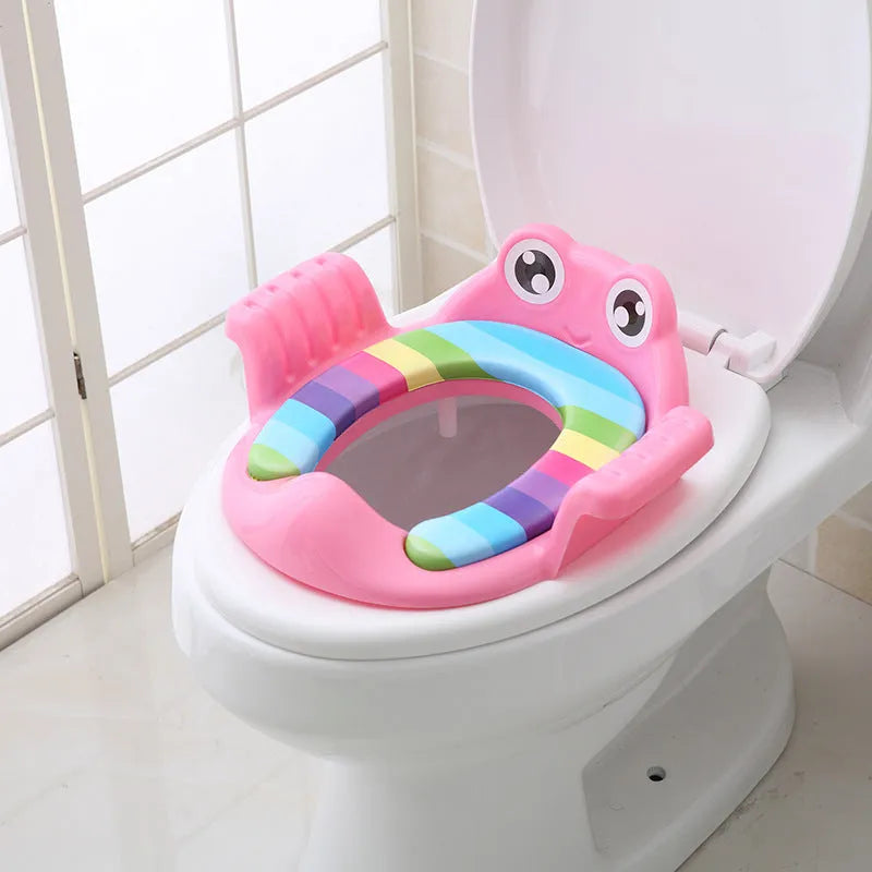 Baby children toilet seat in pink made from PP material with adjustable non-slip pads