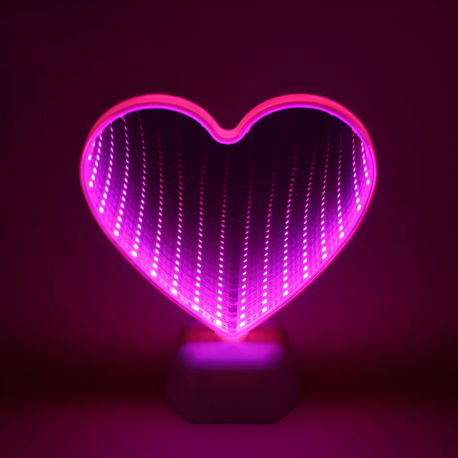 LED double-sided love tunnel light with rose red illumination, showing tunnel design from front angle