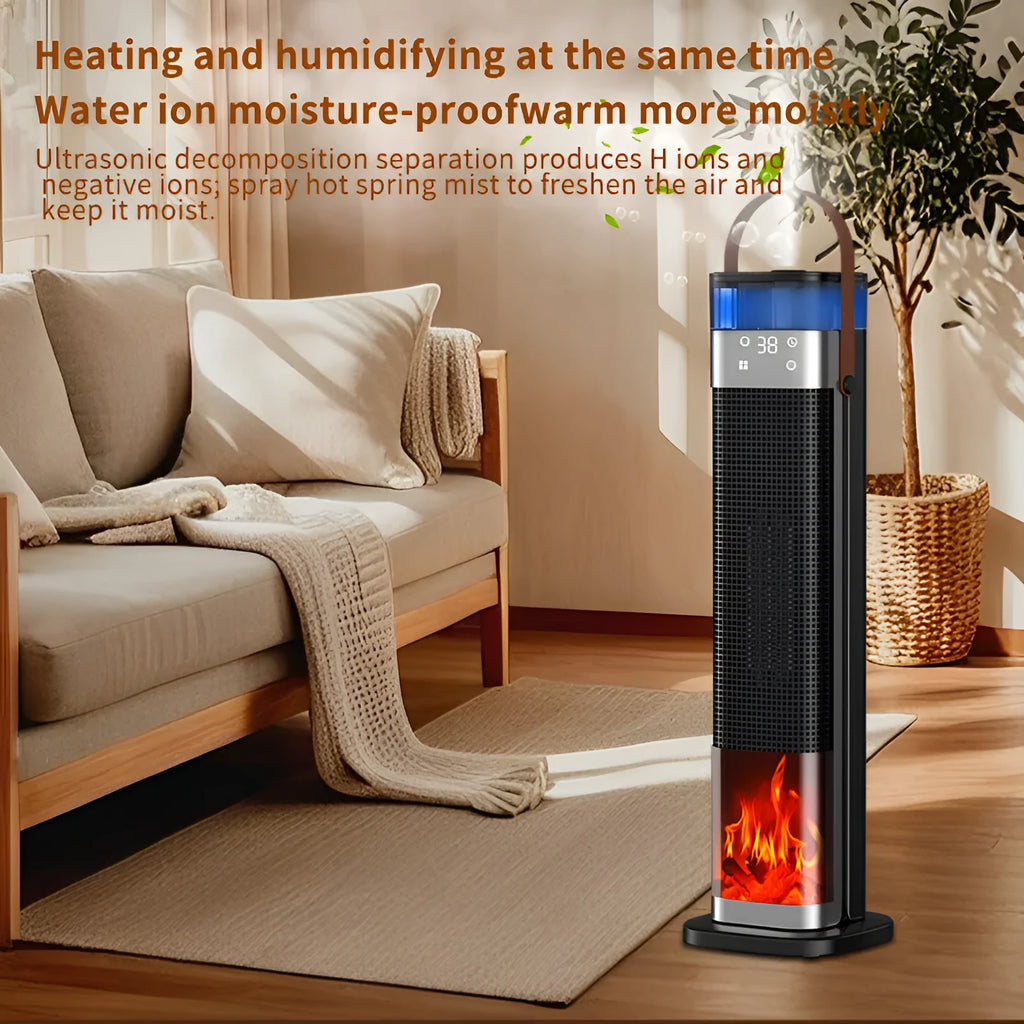 Tall vertical intelligent heater with humidification function and remote control