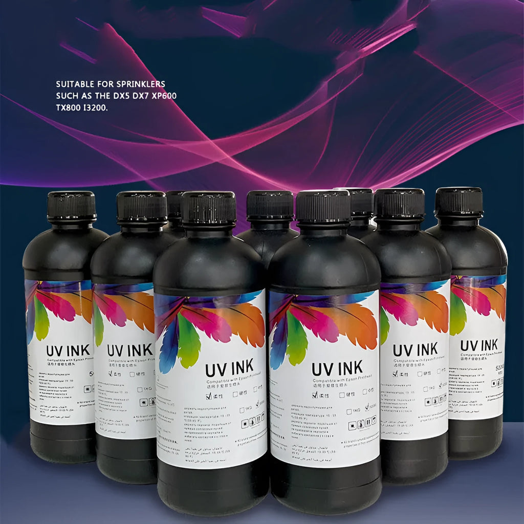 500ml bottle of UV ink for Epson XP600 and TX800 printers with hardness options