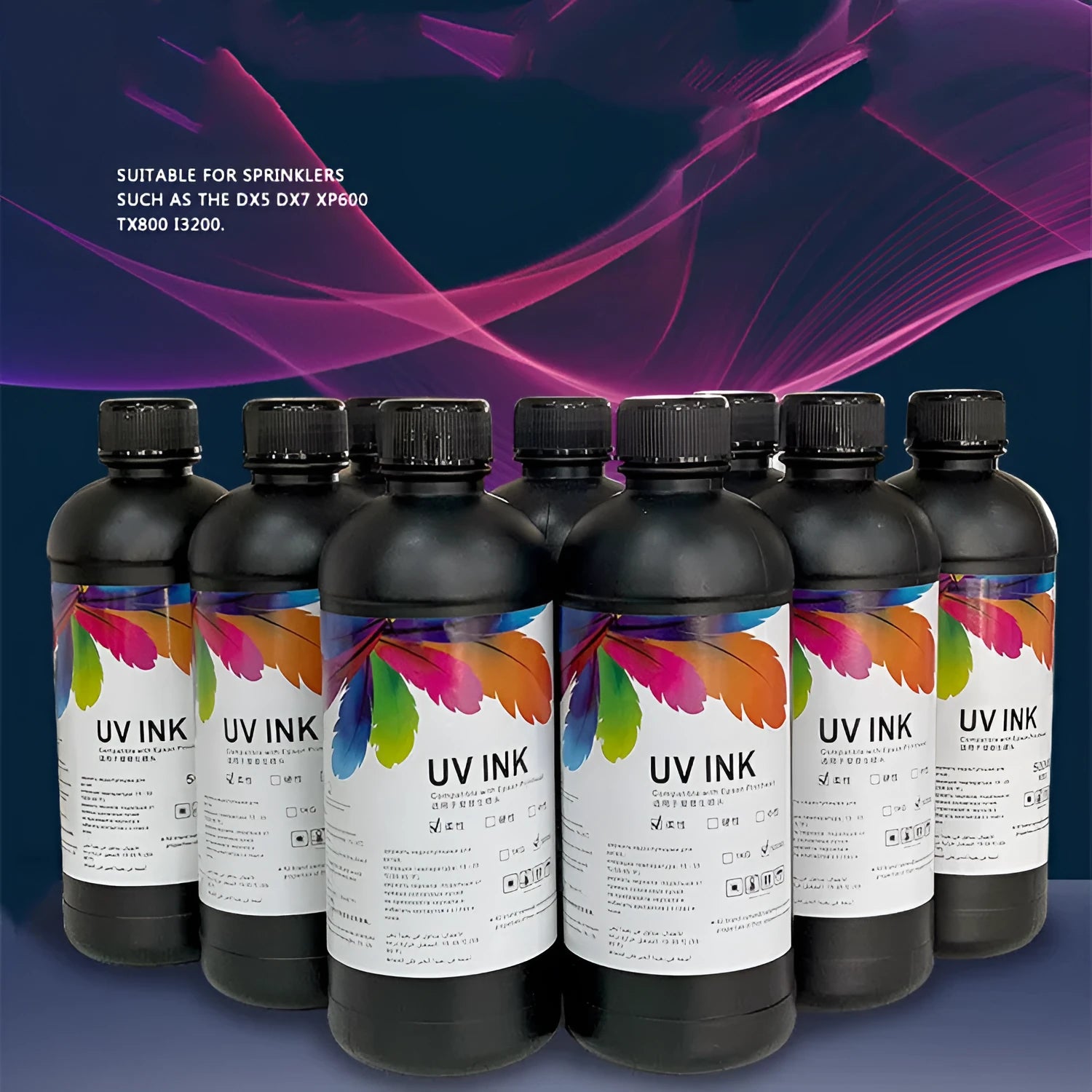 500ml bottle of UV ink for Epson XP600 and TX800 printers with hardness options