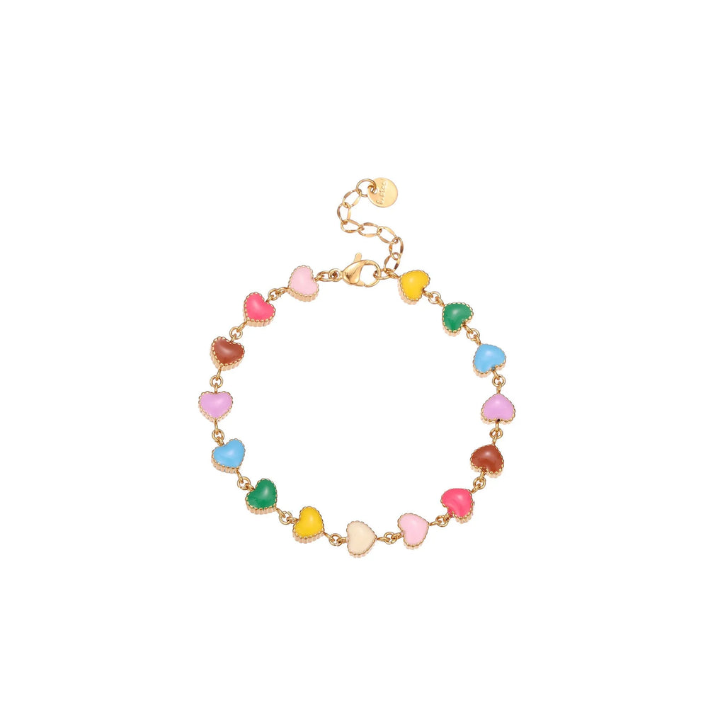 Gold or steel tone stainless steel love heart pendant bracelet for women.