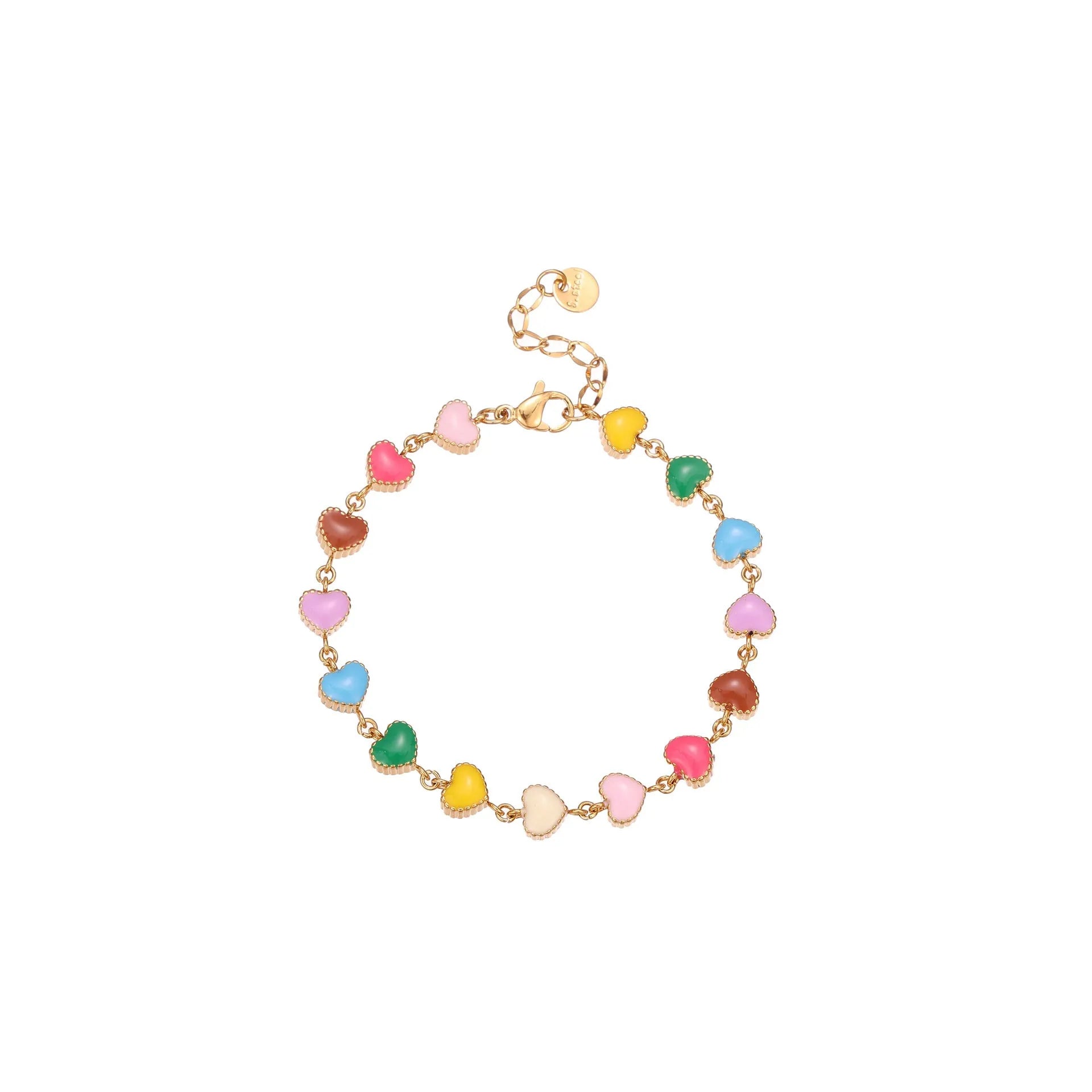Gold or steel tone stainless steel love heart pendant bracelet for women.
