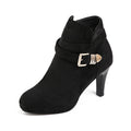 Stiletto women's plus size boots in black, suede upper, stiletto heel, round toe