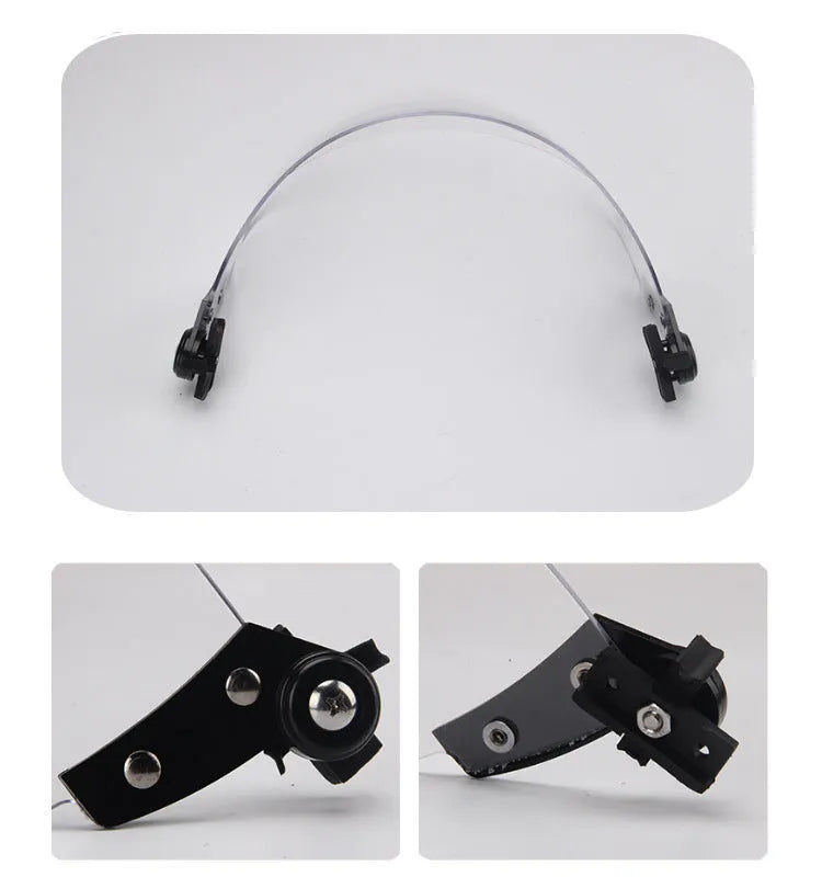 Transparent PC helmet face protection shield with windproof lens on guide rail mount