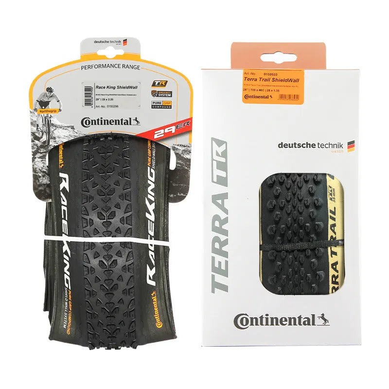 Mountain bike tyre showing yellow sidewall, available in multiple wheel sizes for off-road cycling.