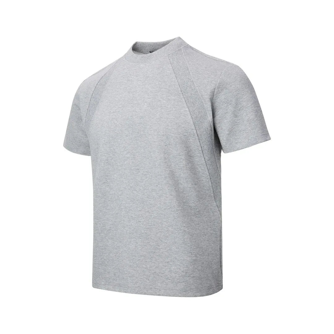 Air layer stitching short sleeve top in loose fit polyester, shown in black colour