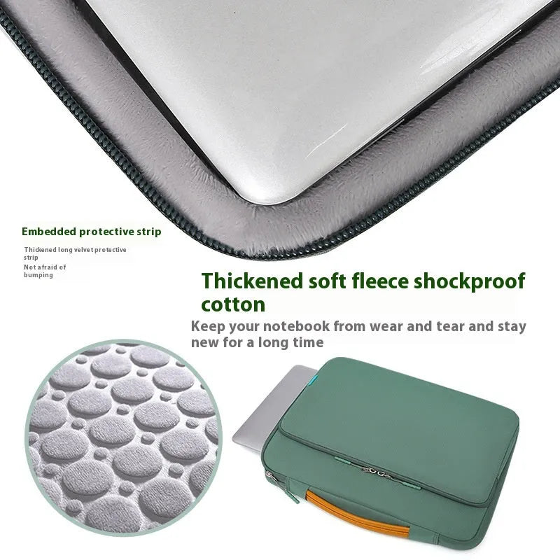 Laptop shock-proof liner bag in solid colour with Oxford cloth outer and velvet padding