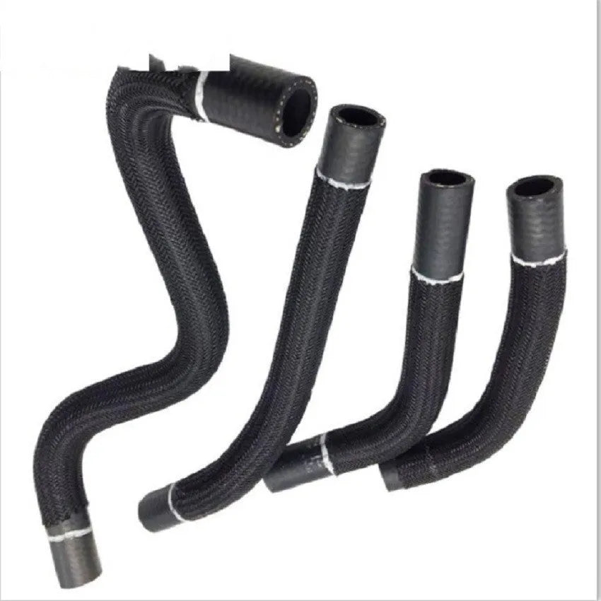 Black self-winding mesh automotive wire protective sleeve showing VW-1 fire rating and temperature range specifications.