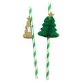 Pack of 50 paper honeycomb Christmas tree straws with three-dimensional tree design, 197mm length straight pipe shape