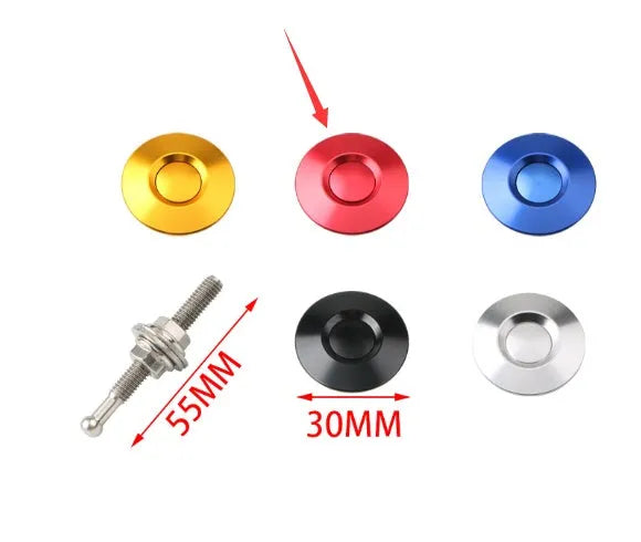 30mm silver aluminium button-type car engine cover lock with screw and nut