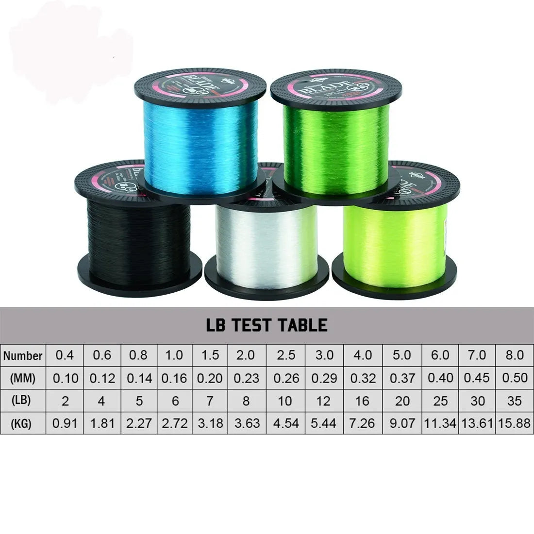 Seaknight1000 M nylon fishing line spool in choice of colours and sizes from 0.4mm to 8.0mm.