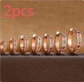 Gold, rose gold and silver geometric circle zircon stud earrings in sizes 5mm to 12mm.