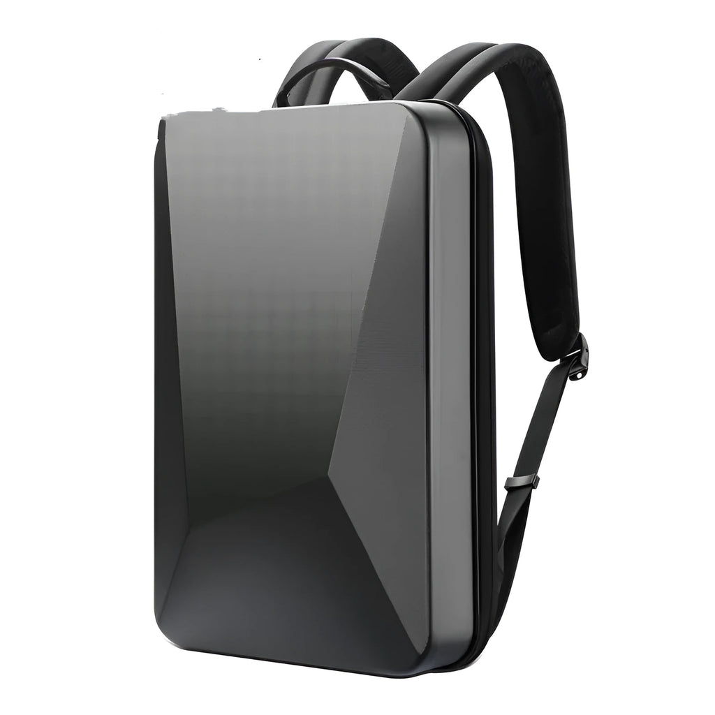 PC hard shell gaming backpack in black with anti-theft lock and structured internal pockets