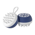 Yellow silicone pet bath brush with massage head and comb teeth for dog cat grooming during washing