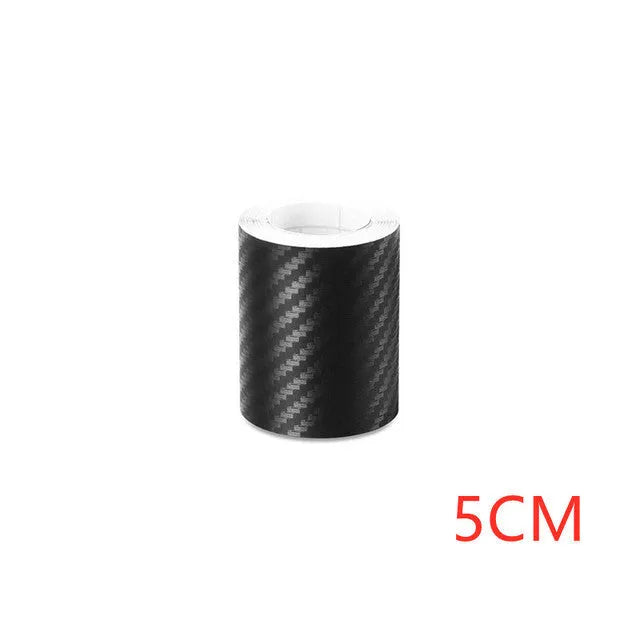Matte carbon fibre patterned protective roll for car door sills showing 3D texture