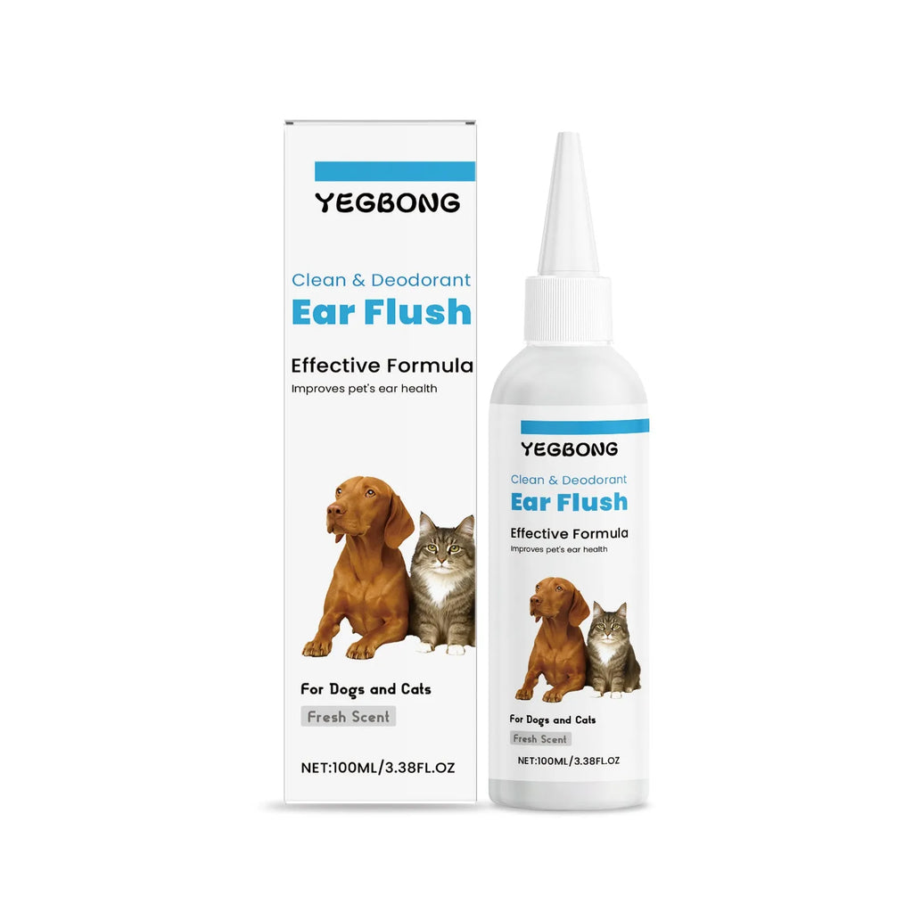 100ml bottle of dog and cat ear cleaner solution for gentle earwax removal