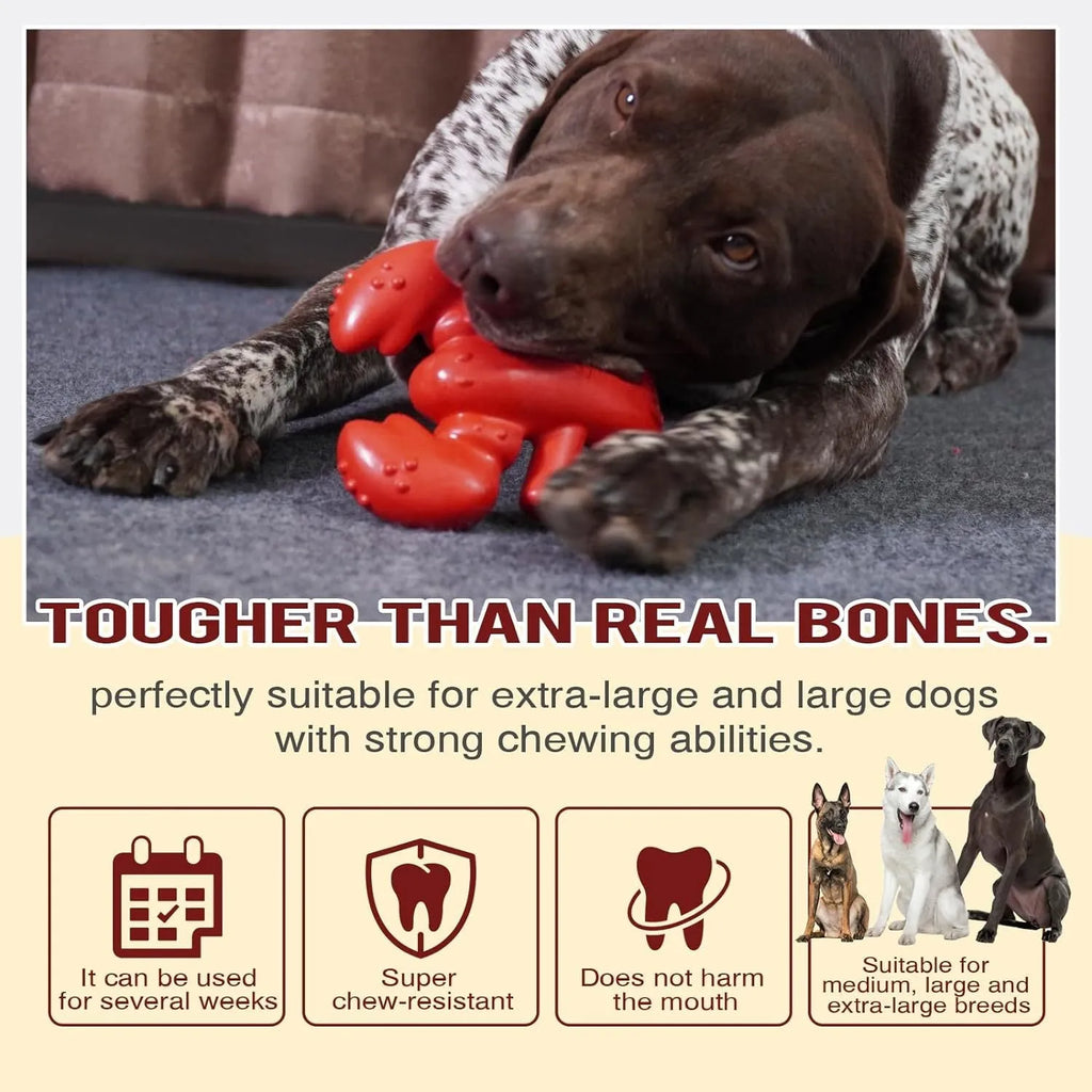 Red hard material dog chew toy for large aggressive chewers measuring 170mm